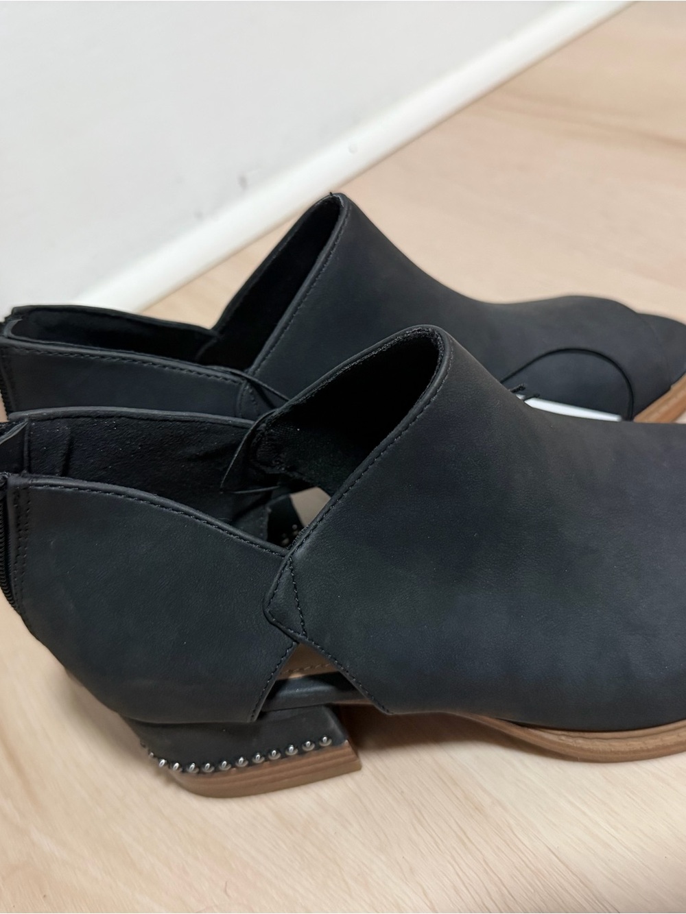 Maurices Black Cutout Heel Ankle Boots with Stud Accents